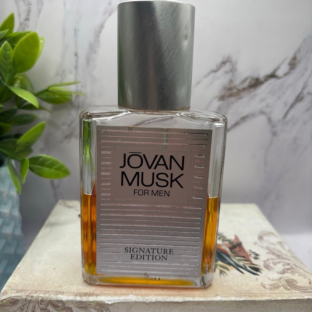 JOVAN MUSK‎ SIGNATURE EDITION AFTERSHAVE/COLOGNE SPLASH (MEN) 4.0 OZ HALF FULL